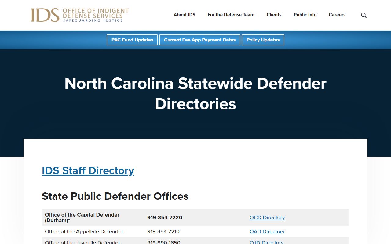 Columbus County Clerk of Superior Court records and statewide defender directory context