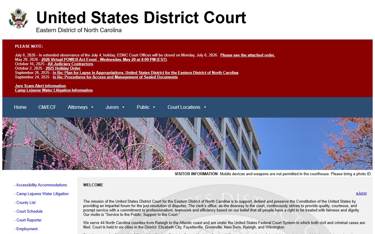 Columbus County Clerk of Superior Court records and federal court distinction
