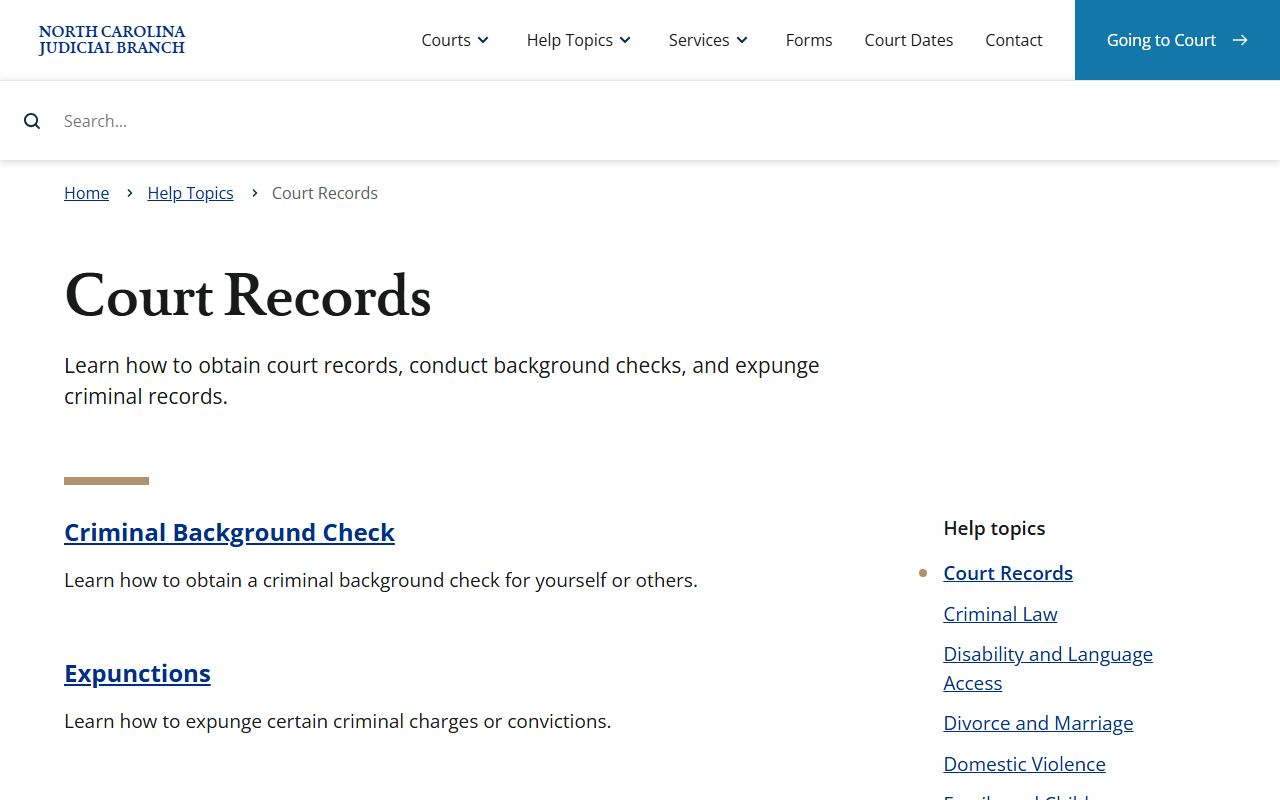 Columbus County court records NCAOC court records help topic
