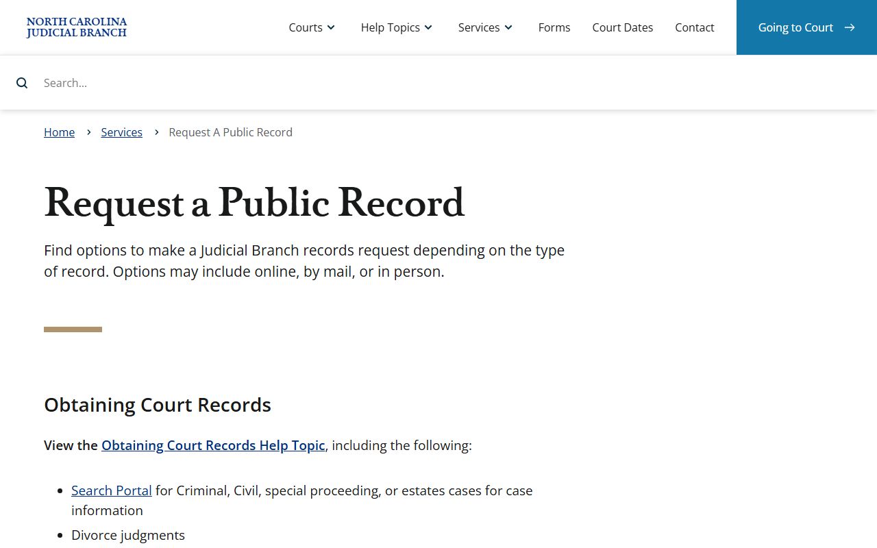 Columbus County court records NCAOC public record request service