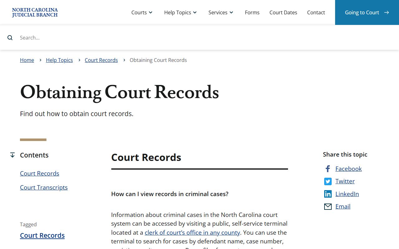 Columbus County court records obtaining court records page