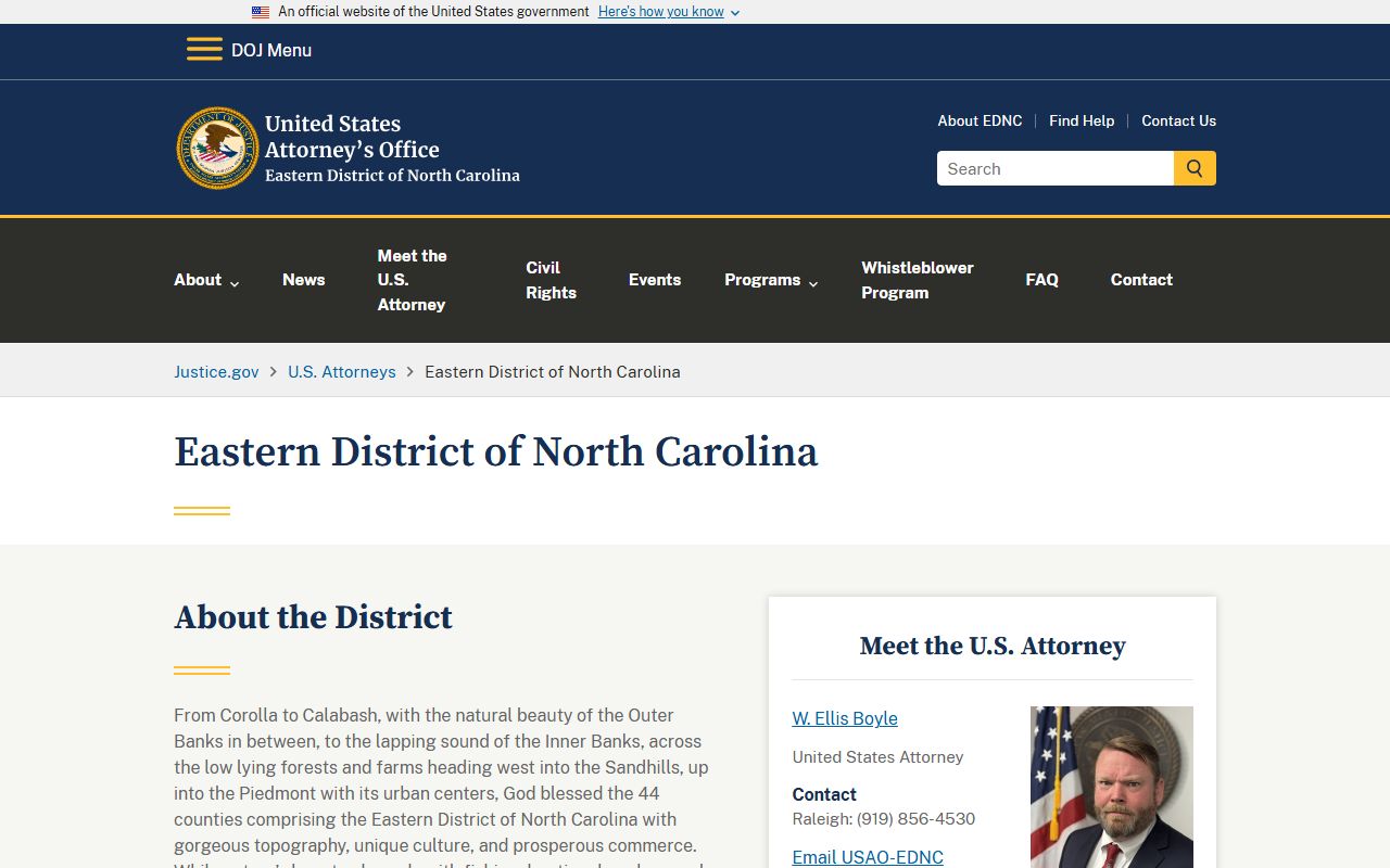Columbus County District Court records and U.S. Attorney federal prosecution distinction