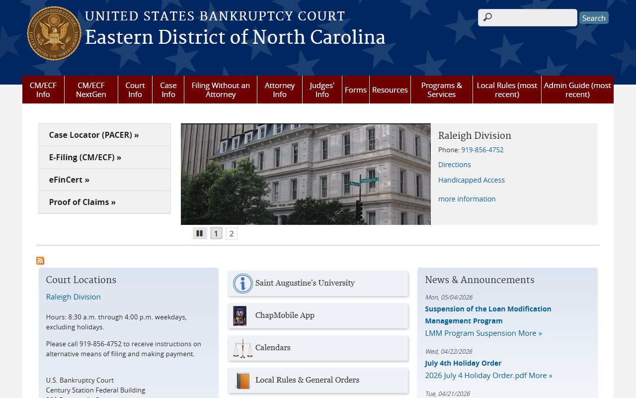 Columbus County District Court records and Eastern District bankruptcy distinction