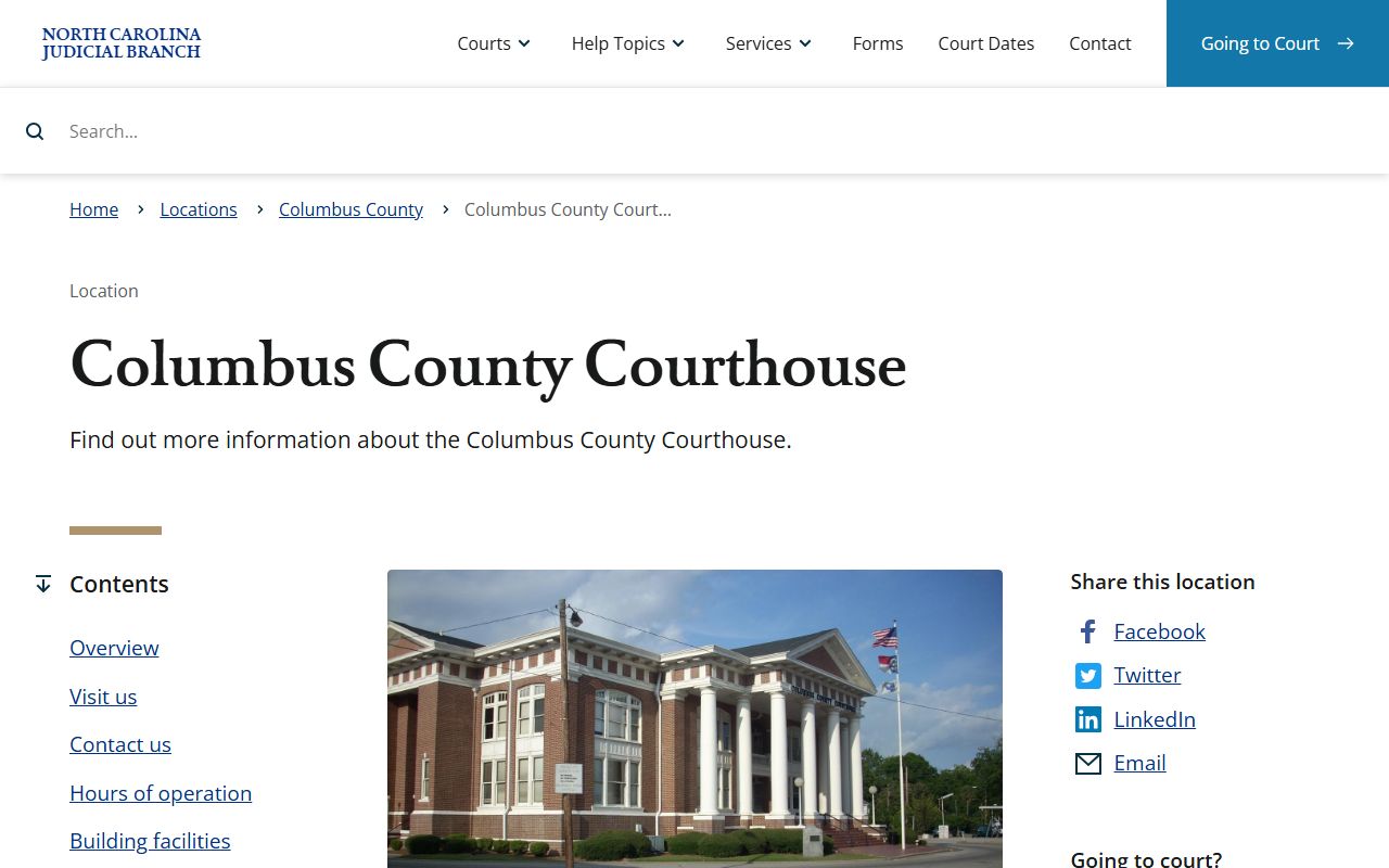 Columbus County Court records courthouse address and facilities