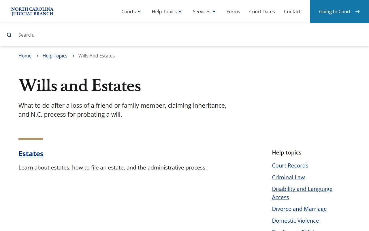 Columbus County probate records wills and estates topic