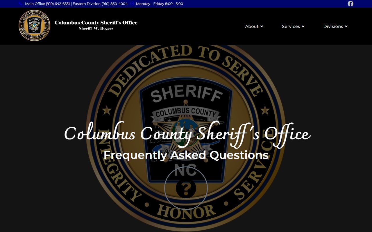 Columbus County warrant records sheriff FAQ source